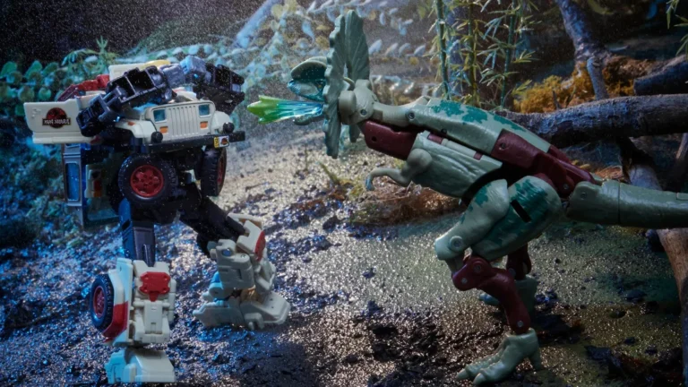 Epic crossover set pits Autobot JP12 against Decepticon Dilophocon.